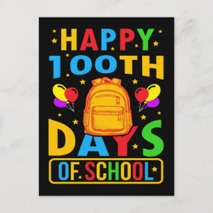 Happy 100 Days Of School Vibrant Student Graphic Holiday Postcard