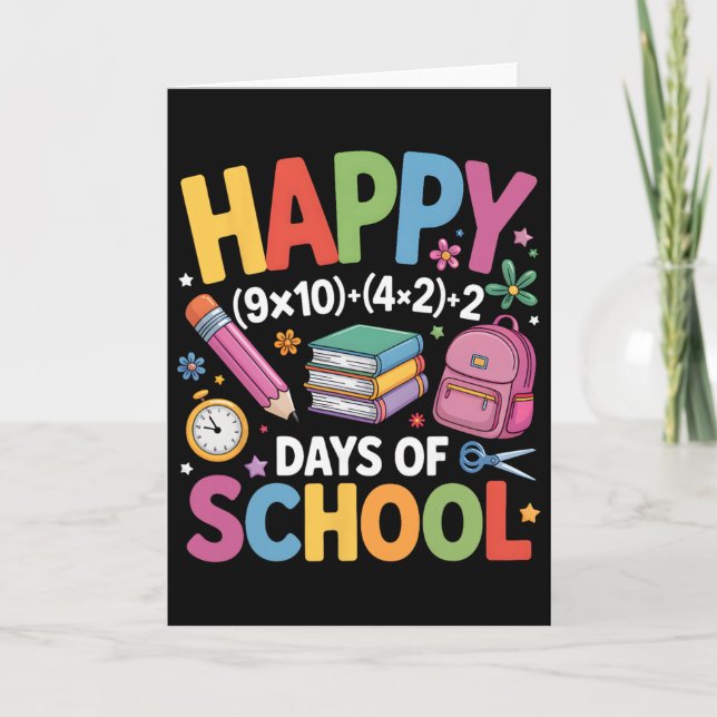 Happy 100 Days School Math Equation 100th Day Of S Card (Front)