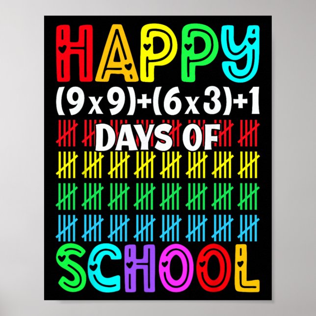 Happy 100 Days School Math Equation 100th Day Of S Poster (Front)