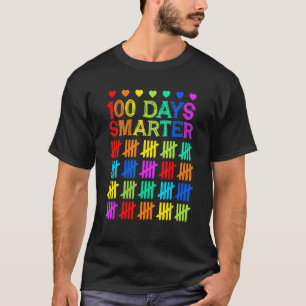 Happy 100 Days Smarter Colourful Tally Mark Back T T-Shirt