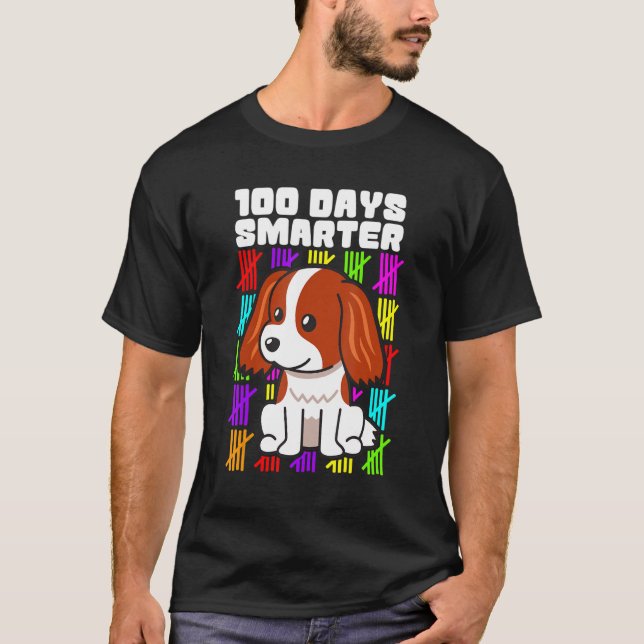 Happy 100 Days Smarter Dog Shirt, Golden Retriever T-Shirt (Front)