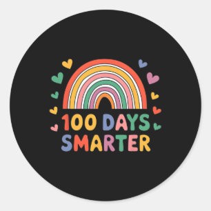 Happy 100 Smarter 100th Days Rainbow Teacher Stude Classic Round Sticker