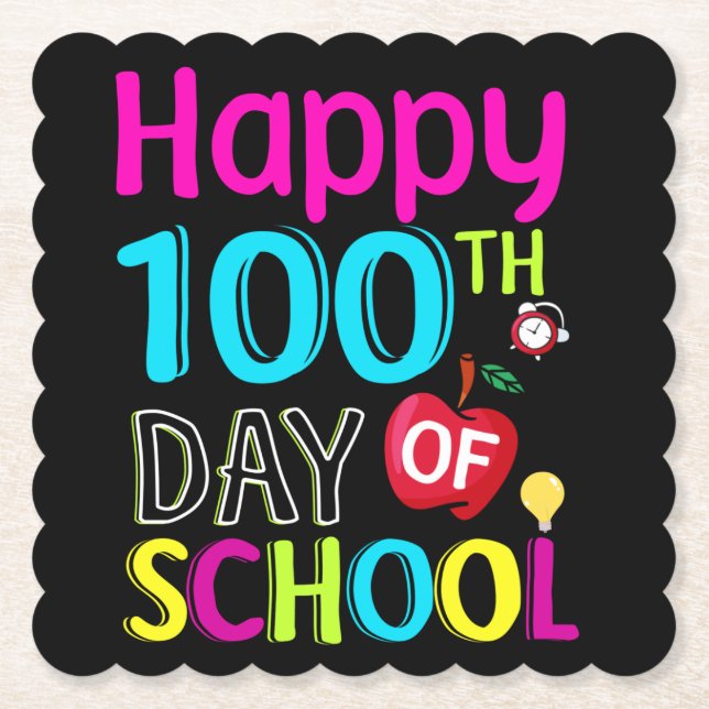 Happy-100-th-day-of-school Paper Coaster (Front)