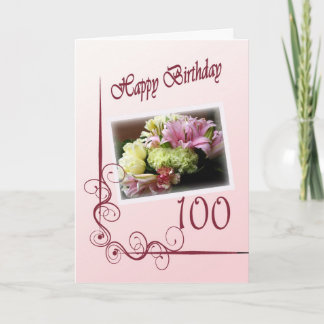 Happy 100th Birthday Card - Flower Bouquet