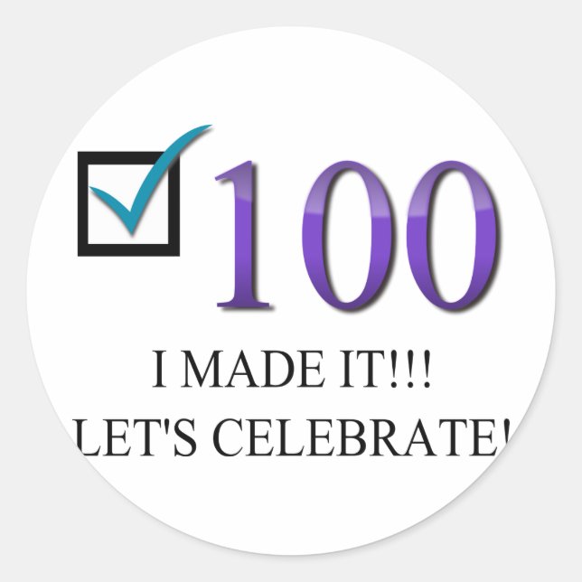 Happy 100th Birthday Classic Round Sticker (Front)