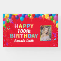 Happy 100th Birthday Colourful Balloons Red