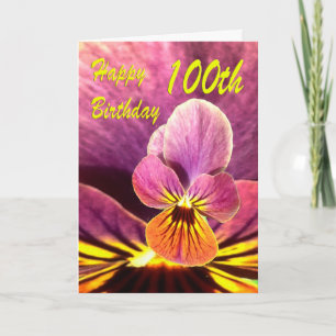 Happy 100th Birthday Flower Pansy Card