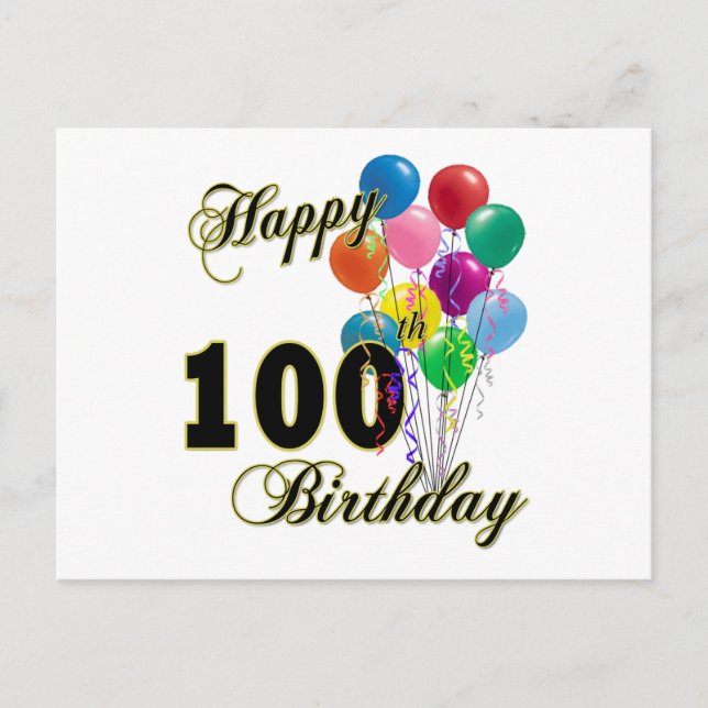 Happy 100th Birthday Gifts and Birthday Apparel Postcard (Front)