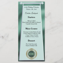 Happy 100th Birthday Green Glitter Foil Menu