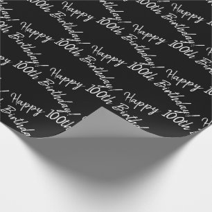 Happy 100th Birthday on black Wrapping Paper