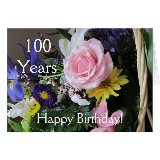 Happy 100th Birthday! Pink Rose Bouquet Card