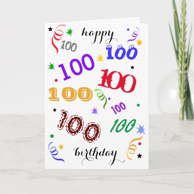 Happy 100th Birthday – Wowza! Folded Greeting Card (Front)