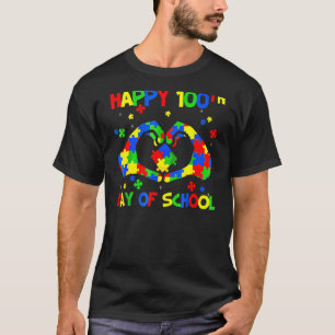 Happy 100th Day 100 Days Of School Autism Awarenes T-Shirt