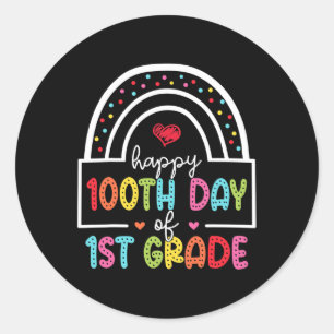 Happy 100th Day of 1st Grade Cute Students 100 Day Classic Round Sticker