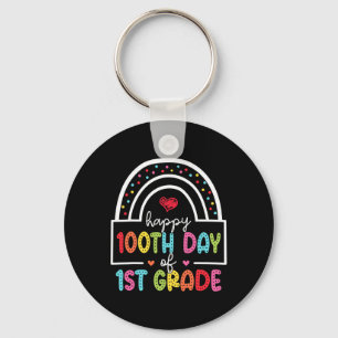 Happy 100th Day of 1st Grade Cute Students 100 Day Key Ring