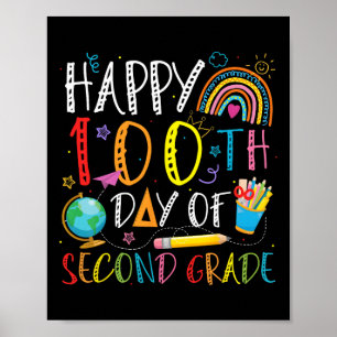 Happy 100th Day Of 2nd Grade Kids Teacher 100 Days Poster