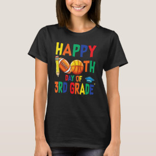 Happy 100th Day Of 3rd Grade Football Basketball T-Shirt