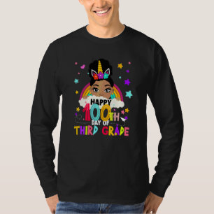 Happy 100th Day Of 3rd Grade Unicorn Afro Puffs Bl T-Shirt