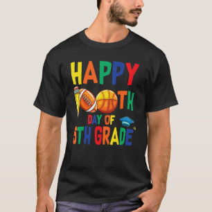 Happy 100th Day Of 5th Grade Football Basketball T-Shirt