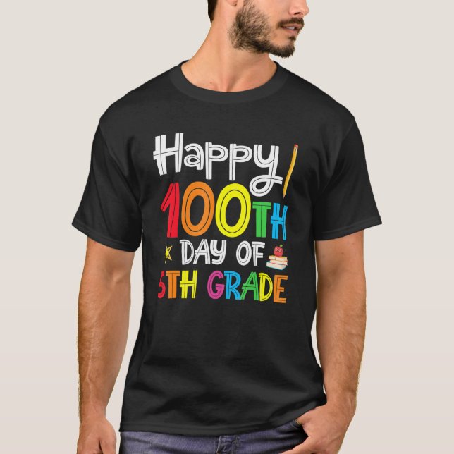 Happy 100th Day Of 5th Grade For Kids Boys Girls S T-Shirt (Front)