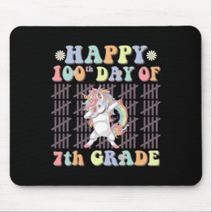 Happy 100th Day Of 7th Grade Cute Unicorn Groovy G Mouse Pad