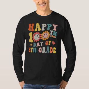 Happy 100th Day Of 8th Grade Teacher Kids Retro Gr T-Shirt