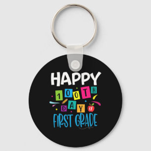 Happy 100th Day Of First grade Teacher Students 10 Key Ring