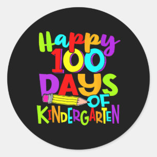 Happy 100th Day Of Kindergarten 100 Days Of School Classic Round Sticker