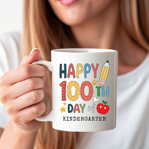 Happy 100th Day of Kindergarten Back to School Coffee Mug