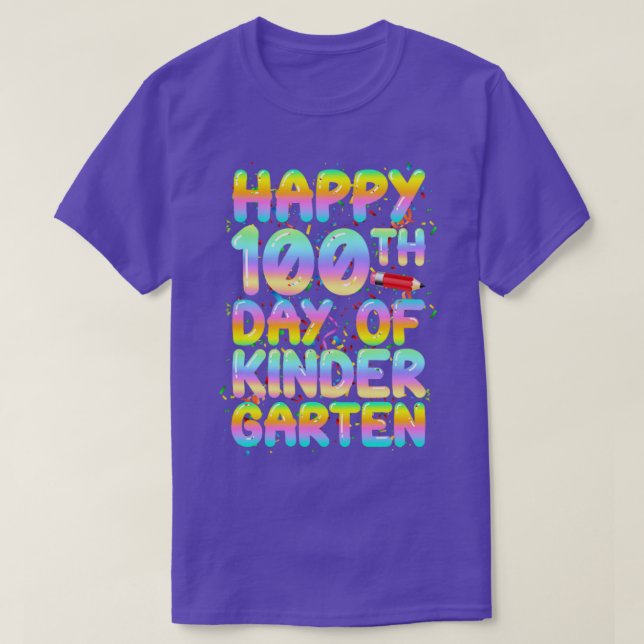 Happy 100th Day Of Kindergarten Happy Back To Scho T-Shirt (Design Front)