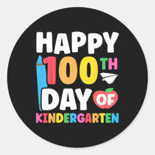 Happy 100th Day Of Kindergarten Kids 100 Days Of S Classic Round Sticker