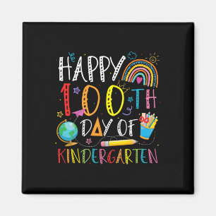 Happy 100th Day Of Kindergarten Kids Teacher Rainb Magnet