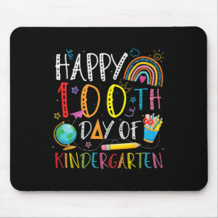 Happy 100th Day Of Kindergarten Kids Teacher Rainb Mouse Pad