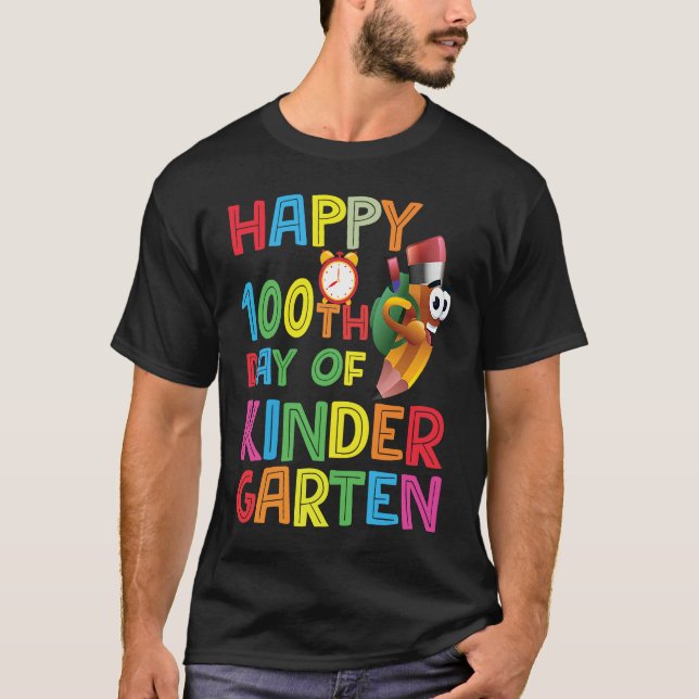 Happy 100th Day Of Kindergarten  Pencil 2023 T-Shirt (Front)