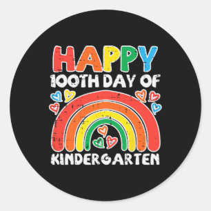 Happy 100th Day Of Kindergarten Rainbow 100 Days T Classic Round Sticker
