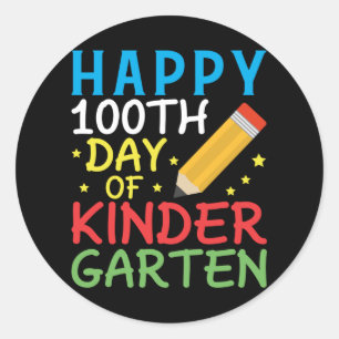 Happy 100th Day Of Kindergarten School Classic Round Sticker