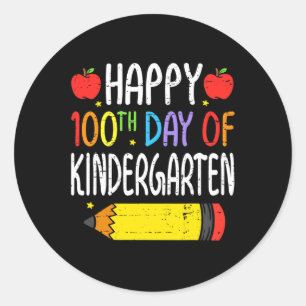 Happy 100th Day Of Kindergarten Teacher Students 1 Classic Round Sticker