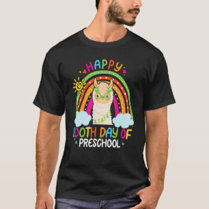 Happy 100th Day Of Preschool Llama Lover Rainbow 1 T-Shirt