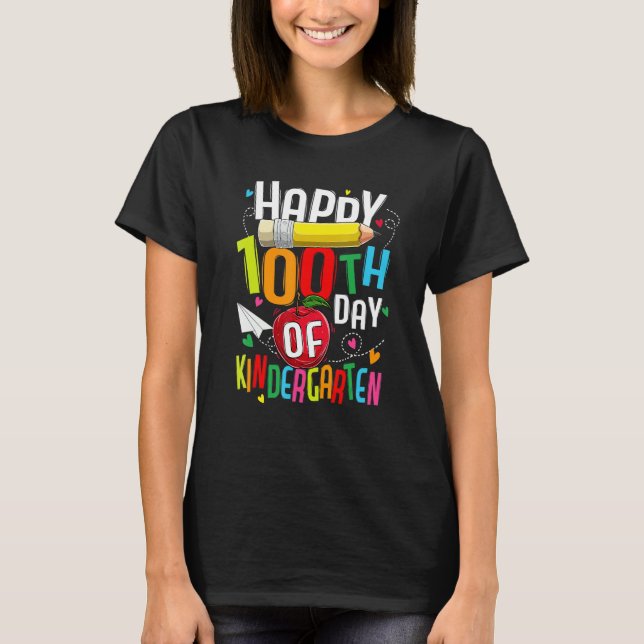 Happy 100th Day Of Preschool Teacher 100 days smar T-Shirt (Front)