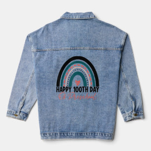 Happy 100th Day Of Preschool Teacher Rainbow 100 D Denim Jacket