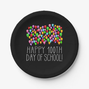 Happy 100th Day of School 100 Balloons Teacher Paper Plate