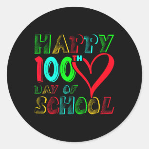 Happy 100th Day Of School 100 Days Cute Students B Classic Round Sticker