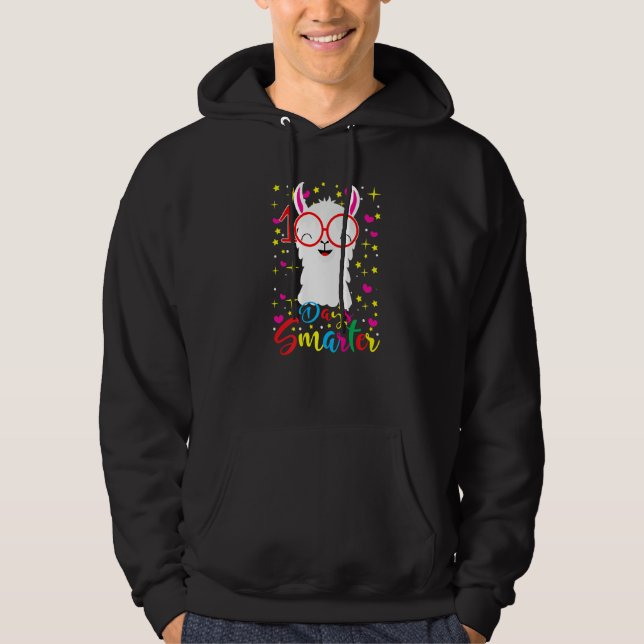 Happy 100th Day of School 100 Days Smarter Llama G Hoodie (Front)