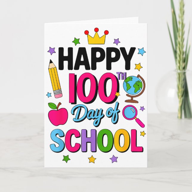 Happy 100th Day Of School 100 Days Smarter Teacher Card (Front)