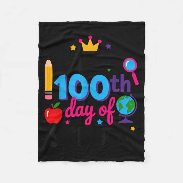Happy 100th Day Of School 100 Days Smarter Teacher Fleece Blanket (Front)