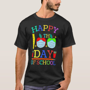 Happy 100th Day Of School Apple Face Mask Teacher T-Shirt