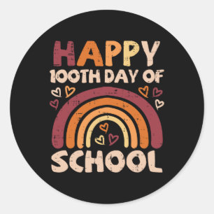 Happy 100th Day Of School Black Rainbow 100 Days T Classic Round Sticker