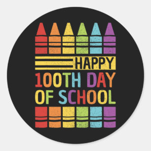 Happy 100th Day Of School Boys Girls Kids 100 Days Classic Round Sticker