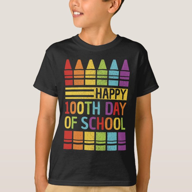 Happy 100th Day Of School Boys Girls Kids 100 Days T-Shirt (Front)