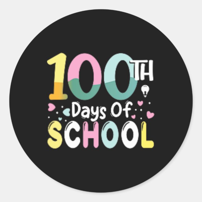 Happy 100th Day Of School  Classic Round Sticker (Front)